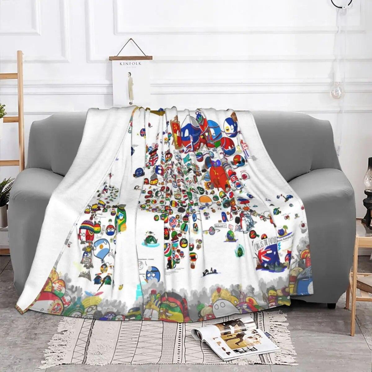 

Одеяла в стиле аниме Countryball, флисовое зимнее многофункциональное мягкое одеяло для кровати, дорожное одеяло 125x150cm 50x60in