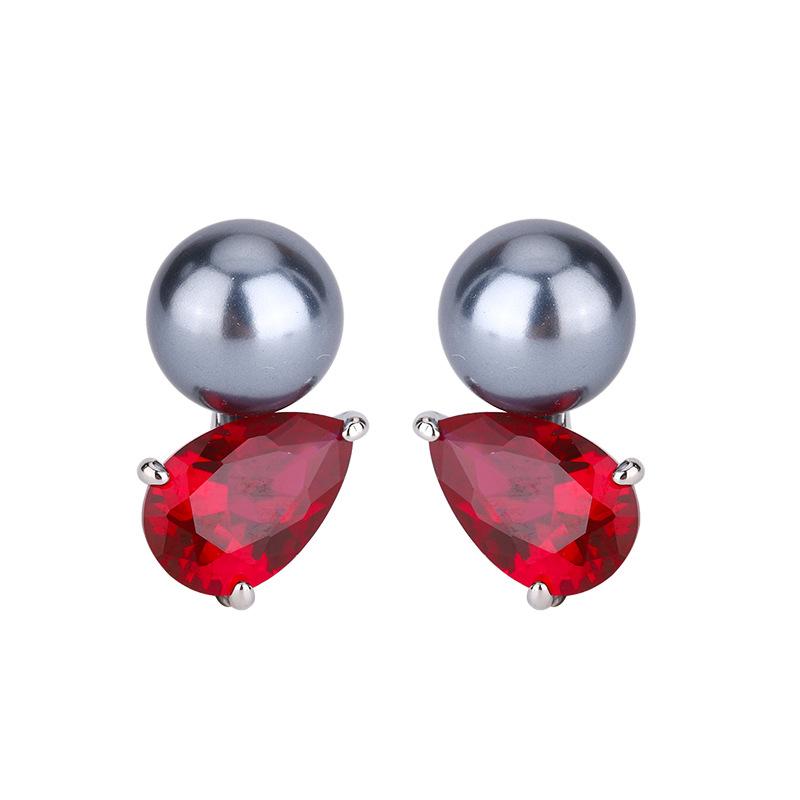 New jewelry jewelry pearl stud earrings S111 silver needle colored treasure pearl collision fashion high personality women's spot