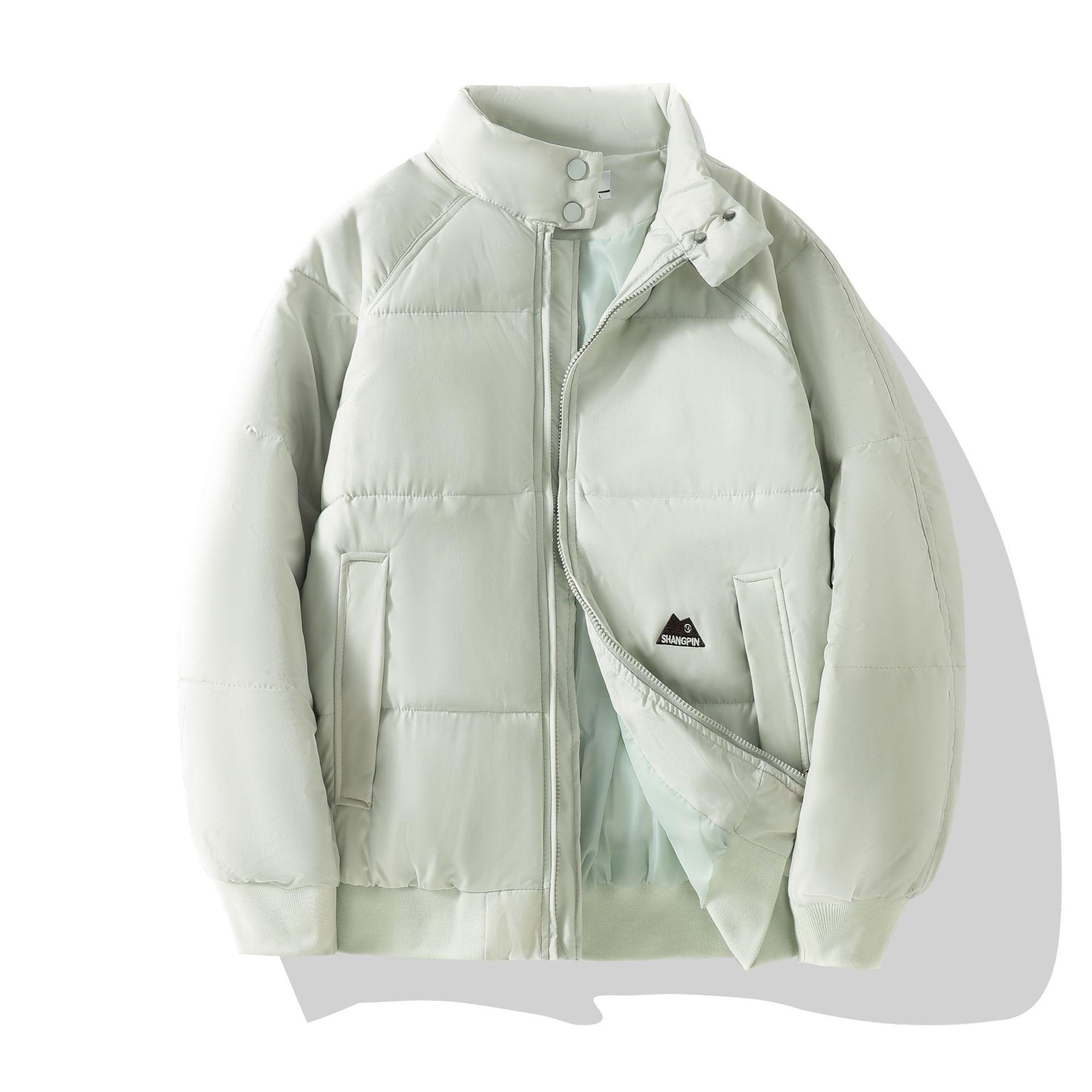 

Хлебная одежда женская куртка больших размеров из хлопка с коротким воротником-стойкой, зимняя свободная повседневная одежда из хлопка, утолщенная одежда для студентов из хлопка M светло-зеленый