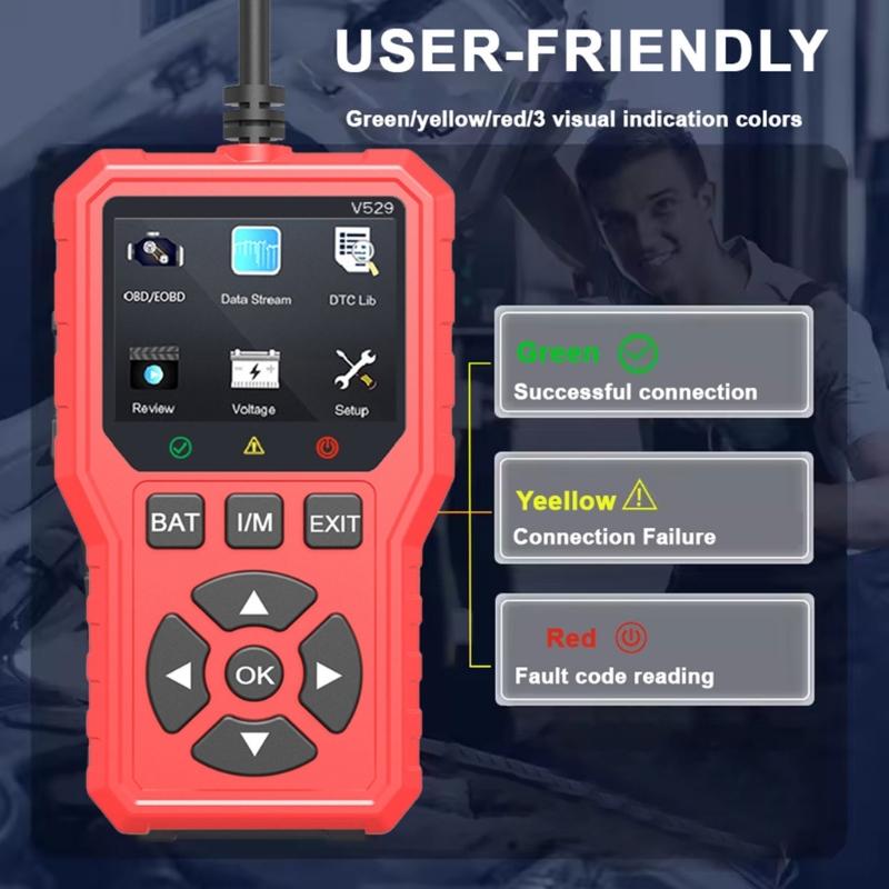 2.8Inch Screen Advanced Car Diagnostic Tool With 35000+ Code Library And Silicone Button Code Search For Quick Diagnosis