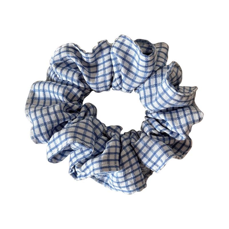 Blue and White Checkered Fabric Hair Band for Short Ponytails, Elegant and Versatile Headband for Updos