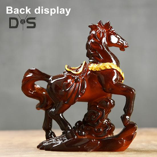 Escultura de resina para mascota de té con forma de caballo que cambia de color, adorno de caballo con base de símbolo de dinero de alta temperatura, decoración del hogar para la ceremonia del té, exhibición de riqueza