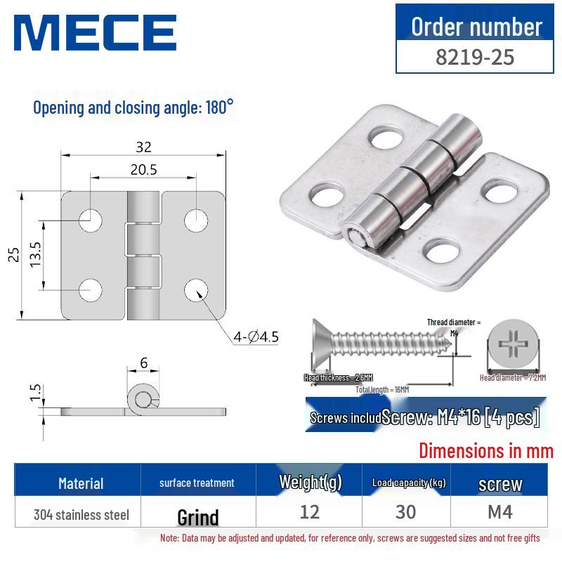 Thickened Stainless Steel Small Hinge for Folding Cabinet, Window, or Wooden Box with Lotus Leaf Design.