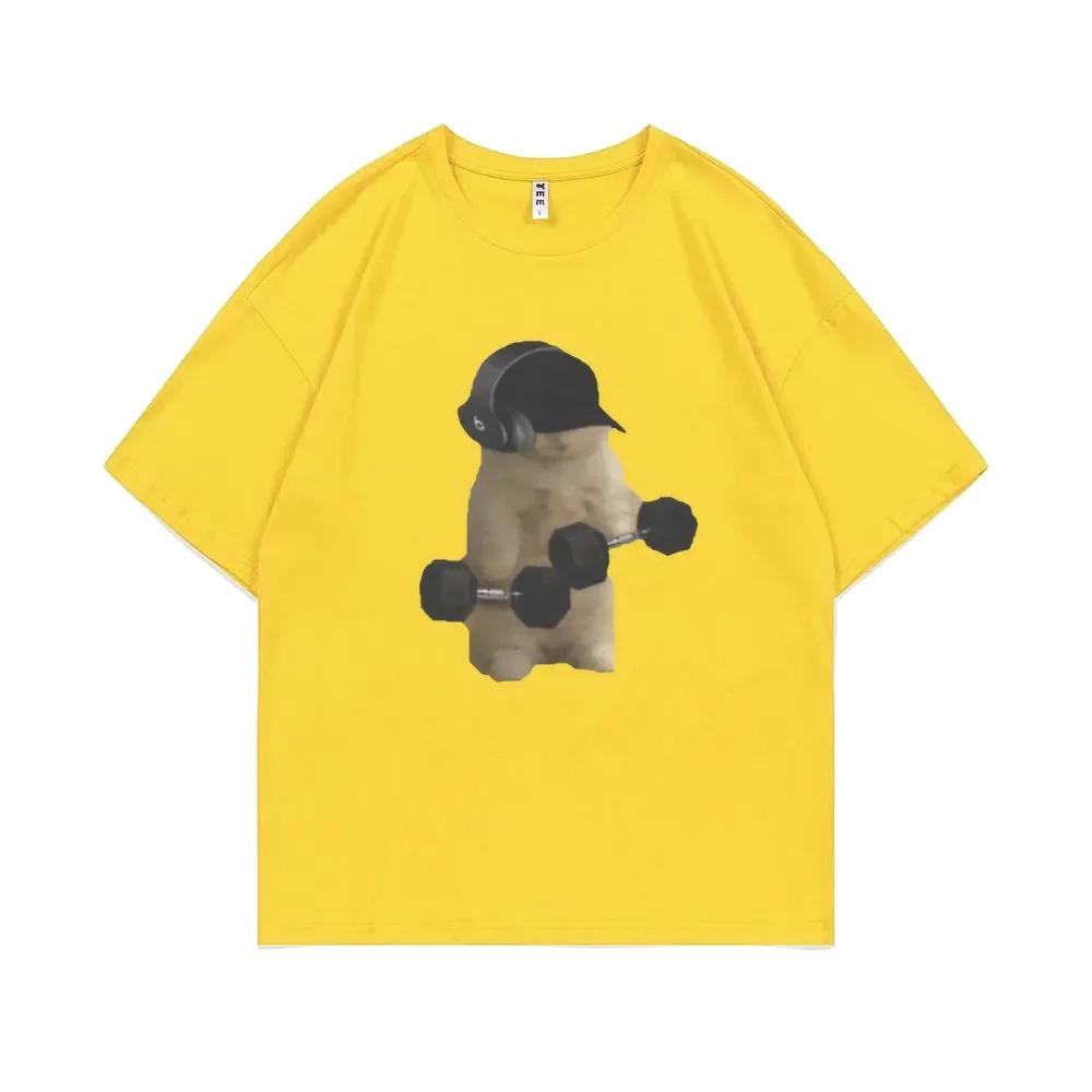 Grappige Gym Kat Meme Bedrukt T-shirt Sam Sulek Fitness Pump Cover Memes T-shirts Vrouwen Casual T-shirt Zomerkleding