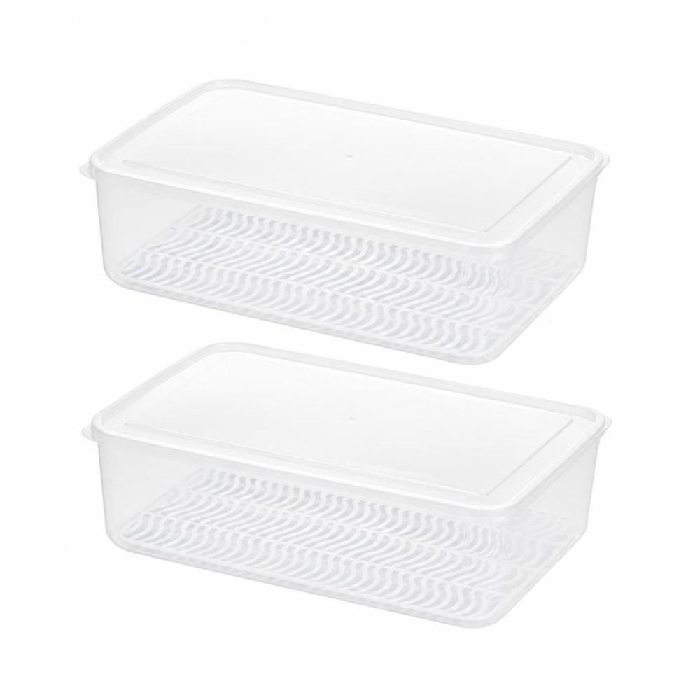 2pcs Transparent Food Storage Boxes PP Vegetable Crisper Container  Refrigerator Use