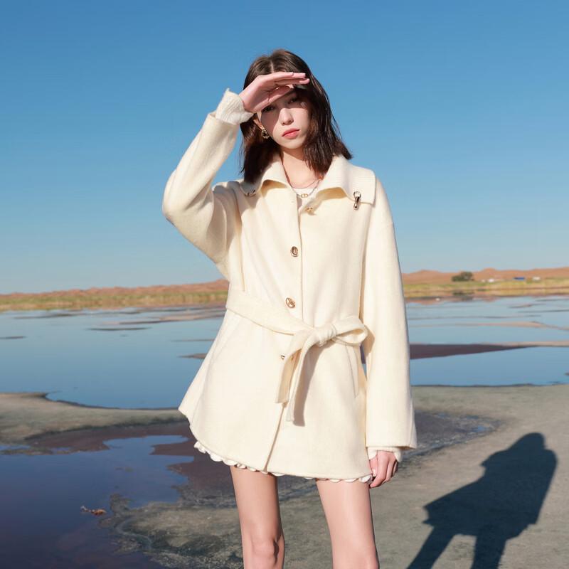 Sancai 2026 Winter Wool Double-Faced Lapel Coat