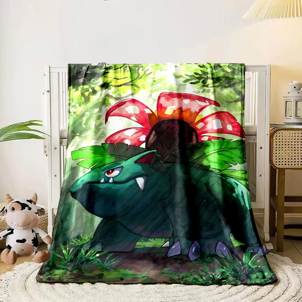 

A creature with a red flower and green leaves in a forest background. for all seasons blanket lunch break throw gift 80cm x 120cm