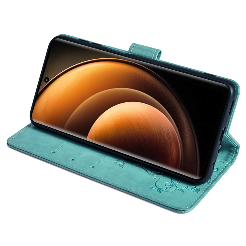 For vivo X100 5G Wallet Case Butterfly Imprinted PU Leather Wrist Strap Phone Cover