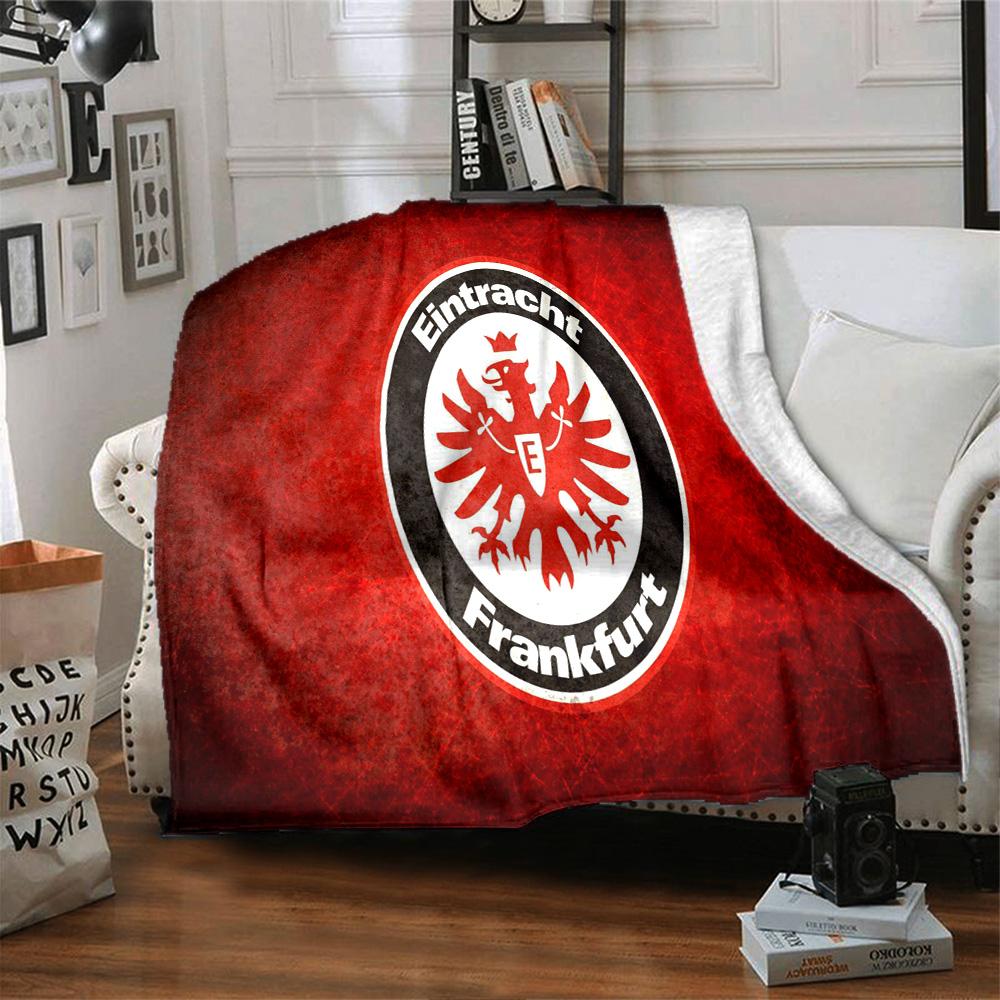 Flaming Heart Frankfurt Emblem Flannel Blanket, Soft Polyester, Modern Design, All-Season for Camping, Travel, Gifts for holidays or birthdays