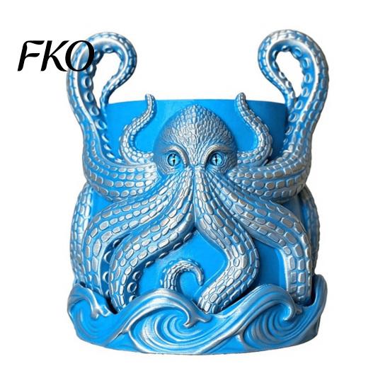 Decorative Desk Pen Holder 3D Printed Octopus Planter, Artistic Coastal Plant Pot, Small Foliage Herb Pot Container for Cactus, Succulents,