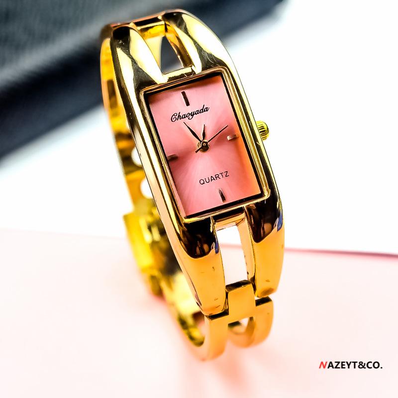 Stylish Women's Square Bangle Quartz Watch with Steel Band for Girls