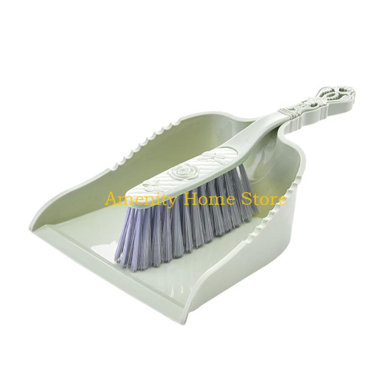 

F26C Household Cleaning Tool Small Sweeper And Dustpan Set For Tables Bed Quick Clean зелёный