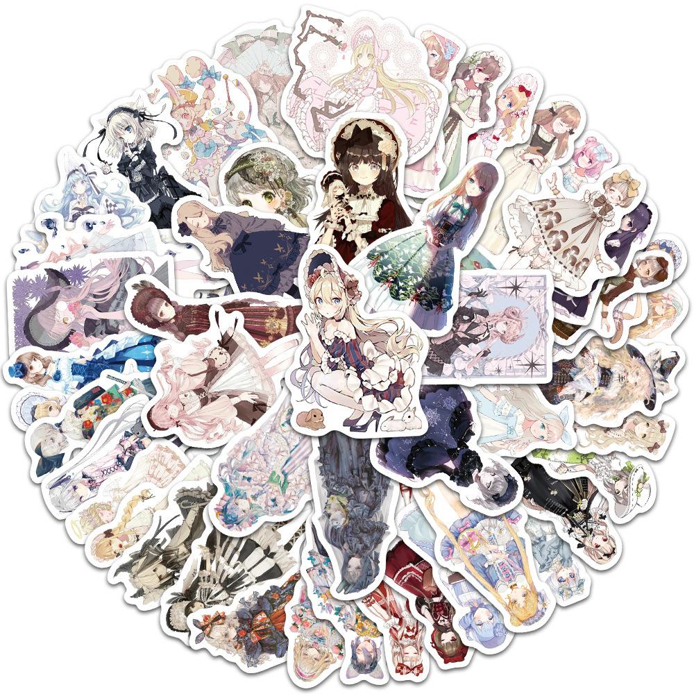 50Pcs/Set Lolita Girls Series 01 Stickers DIY Fashion Mixed Waterproof Doodle Decals Stickers