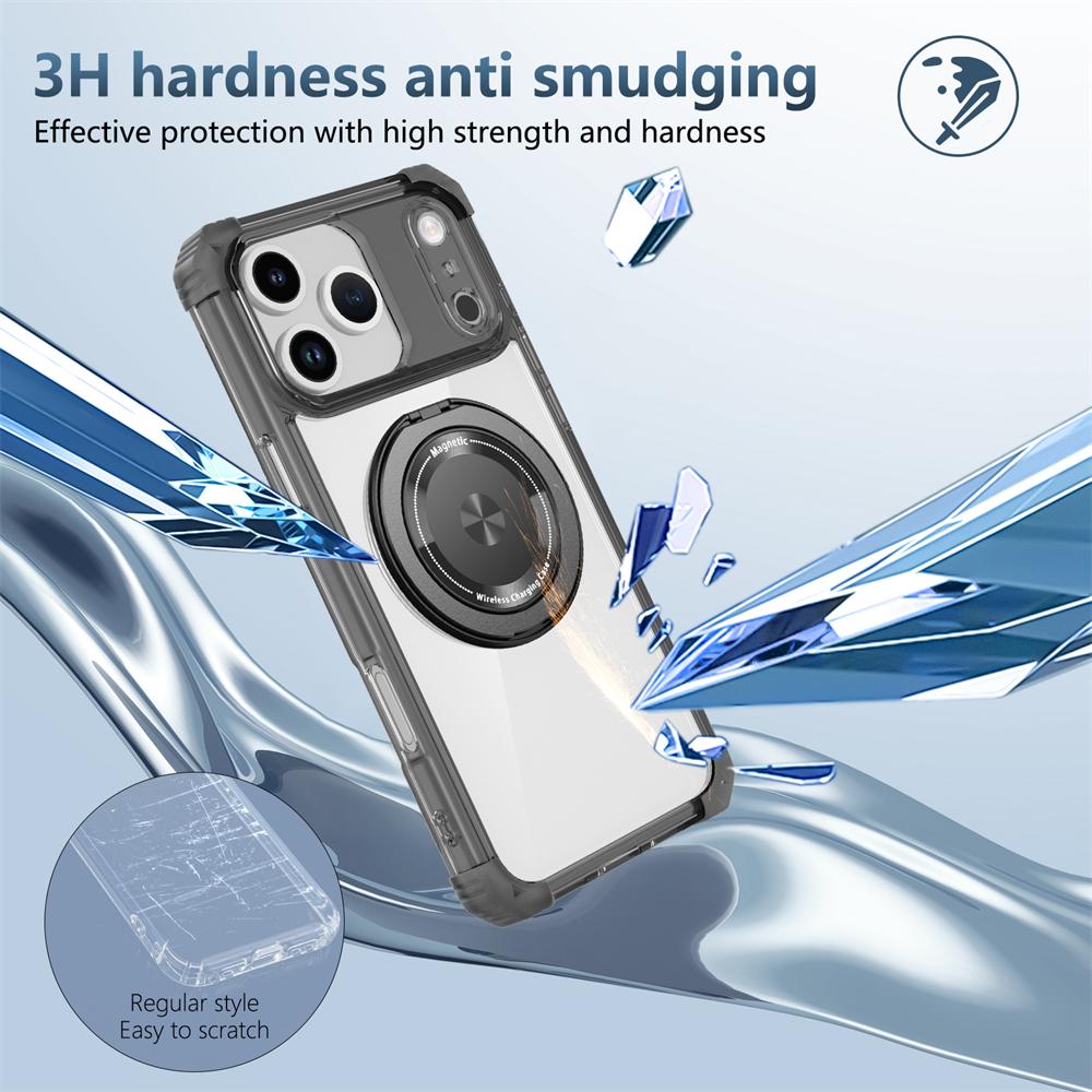 Shockproof Folding Stand Holder Magnetic Case For iPhone 17 Air 16 15 12 13 14 Pro Max Plus Rotating Bracket Clear Armour Cover