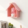 Wood House Wall Display Shelf, Wall Mounted Decorative Floating Shelf, Small Toys Dolls Organizer for Entryway, Living Room, Nursery
