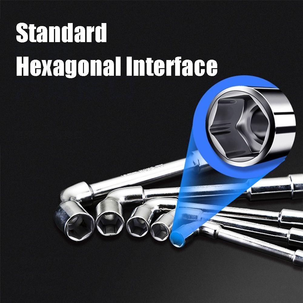 Chrome-vanadium Steel L-shaped Socket Wrench 6-19mm Hex Adapter Spanner Practical Hand Tool