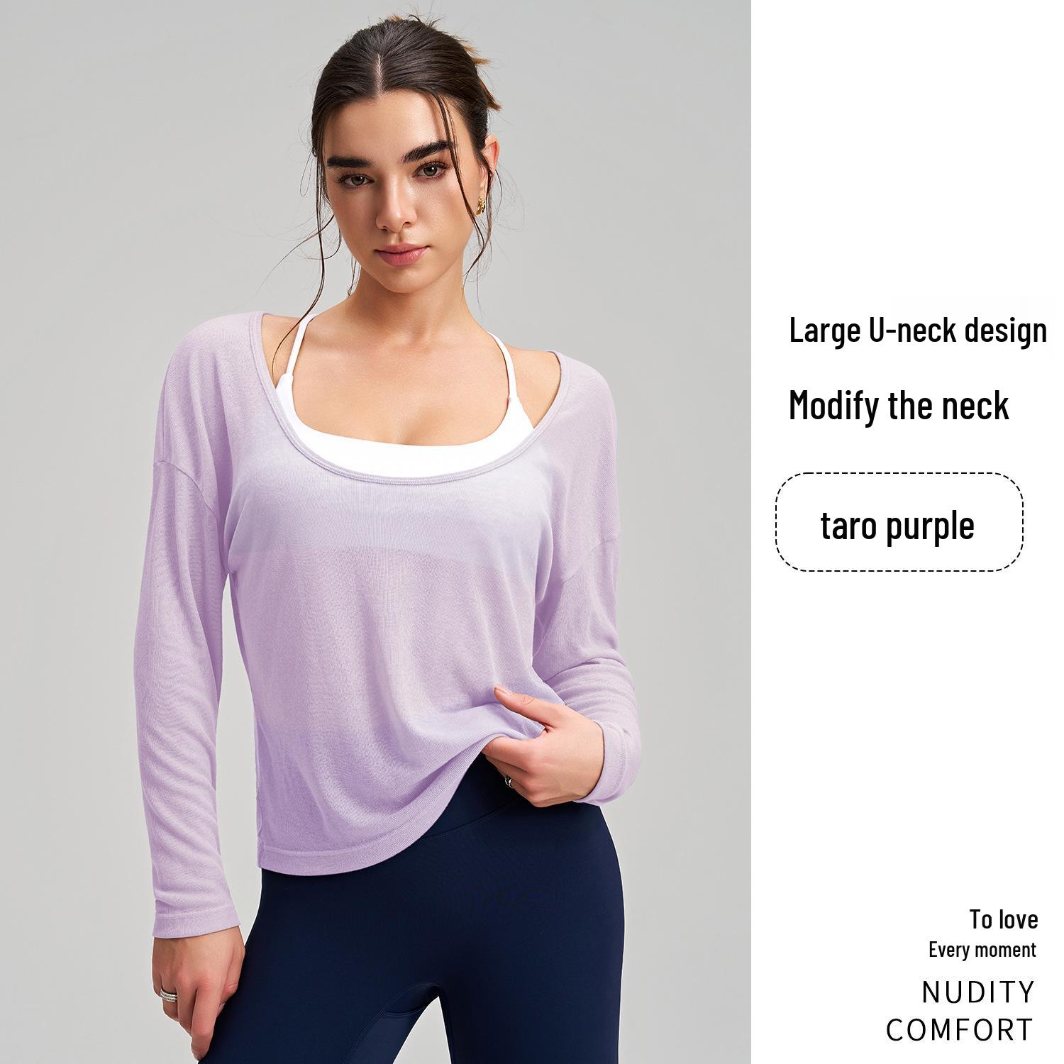 Women s Breathable Quick-Dry Yoga Cover-Up Long Sleeve Fitness Top S