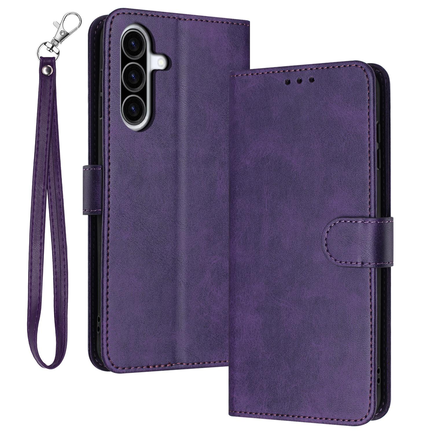 

For Samsung Galaxy A56 5G Case Flip Stand PU Leather Wallet Phone Cover Calf Texture Purple