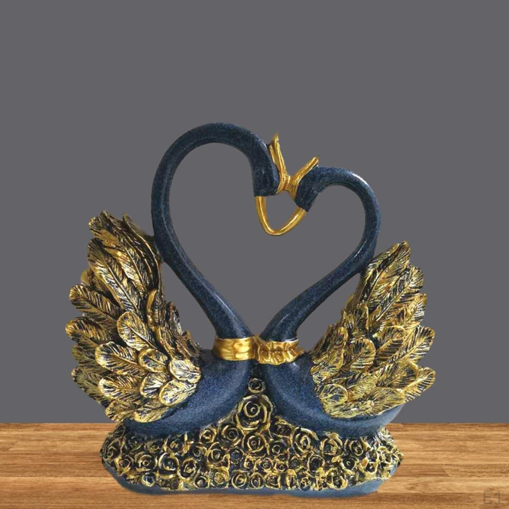 Couple of Swan Statue Figurines Resin Ornament Table Centerpiece