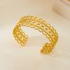 Fashion Geometric Flower Cuff Bracelets for Women Stainless Steel Gold Color Opening Bracelets Party Daily Jewelry Accessories
