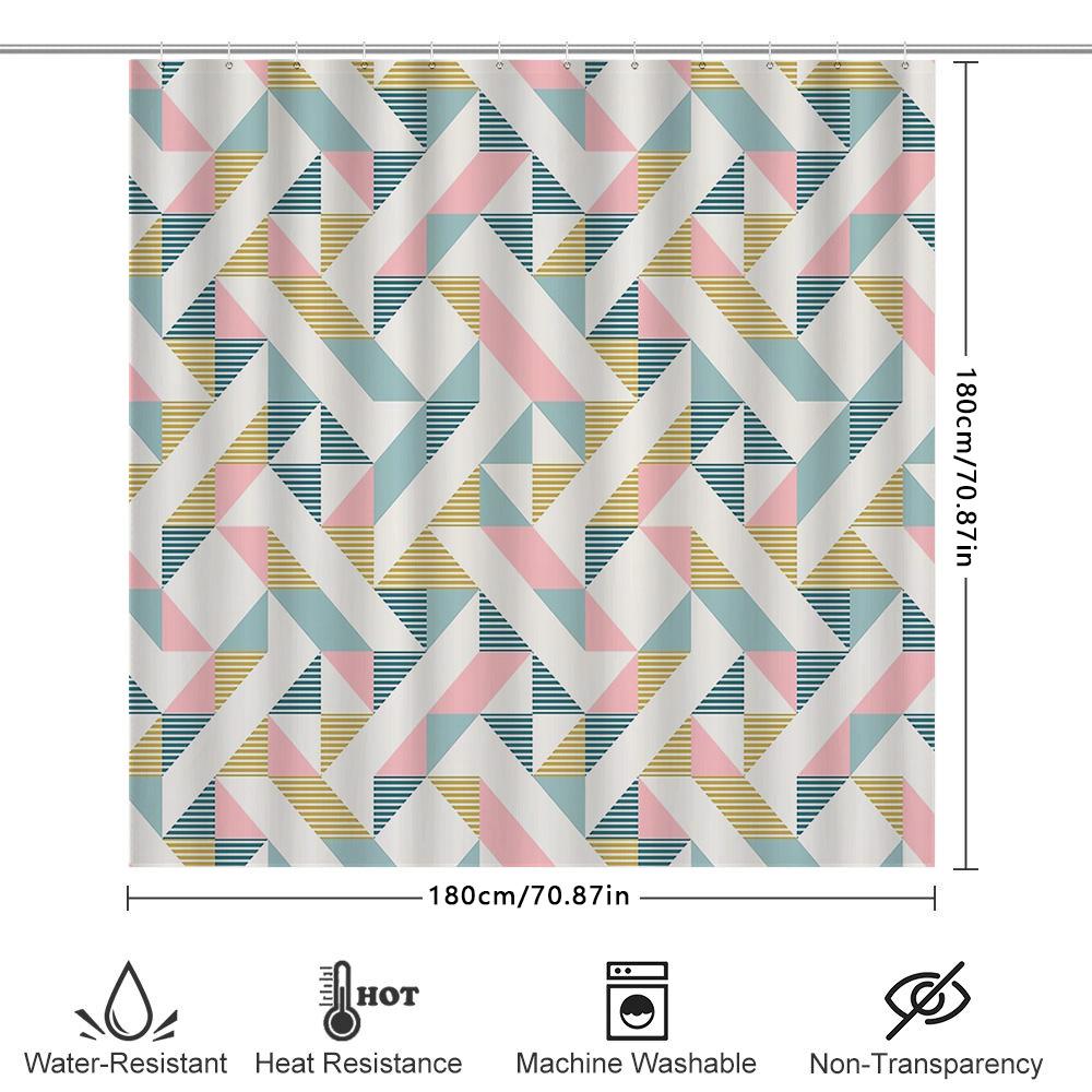 Geometric Shower Curtain Modern Abstract Pattern Waterproof Bathroom Decor Washable Liner Backdrop Artistic Home Textile
