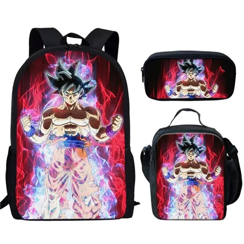 Animation seven dragon ball backpack, primary and secondary school schoolbag, satchel, shoulder bag, pencil case three-piece set