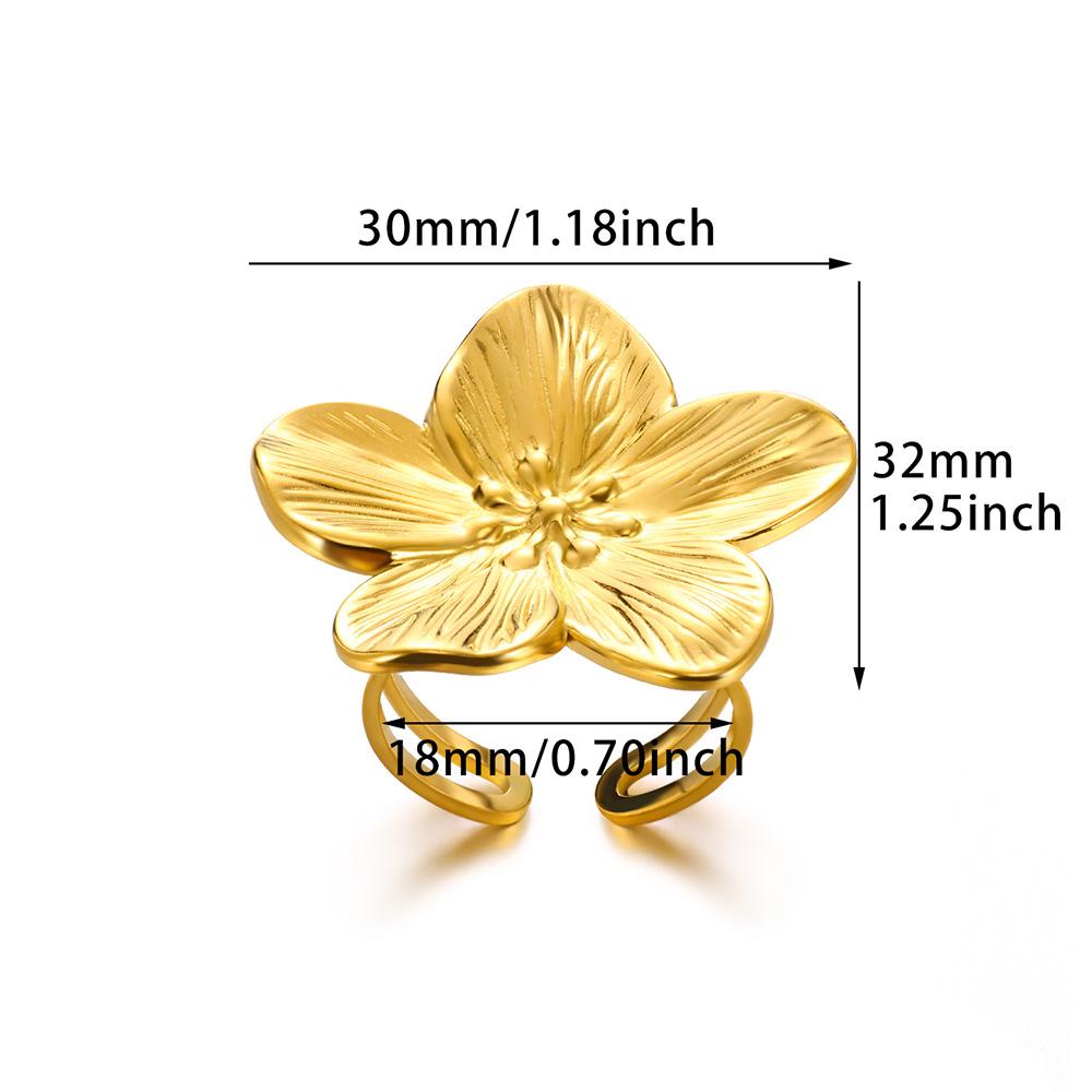 Elegante Edelstahl-Großblüten-Ringe für Damen, Goldfarbe, Sonne, Seestern, Offener Ring, Fingerschmuck, Hochzeit, Ihr Geschenk, Punk
