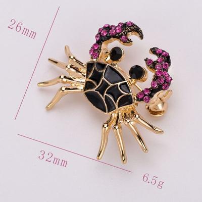 Fashion Personality Black Dark Purple Oil Dripping Small Crab Brooch, Cartoon Cute Temperament Versatile Clothing Accessories Buckle