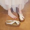 Baotou Hollow Slope Heel Half-drag Sandals Women's Outer Wear 2025 Summer New Temperament Flat Bottom One-word Cool Slippers