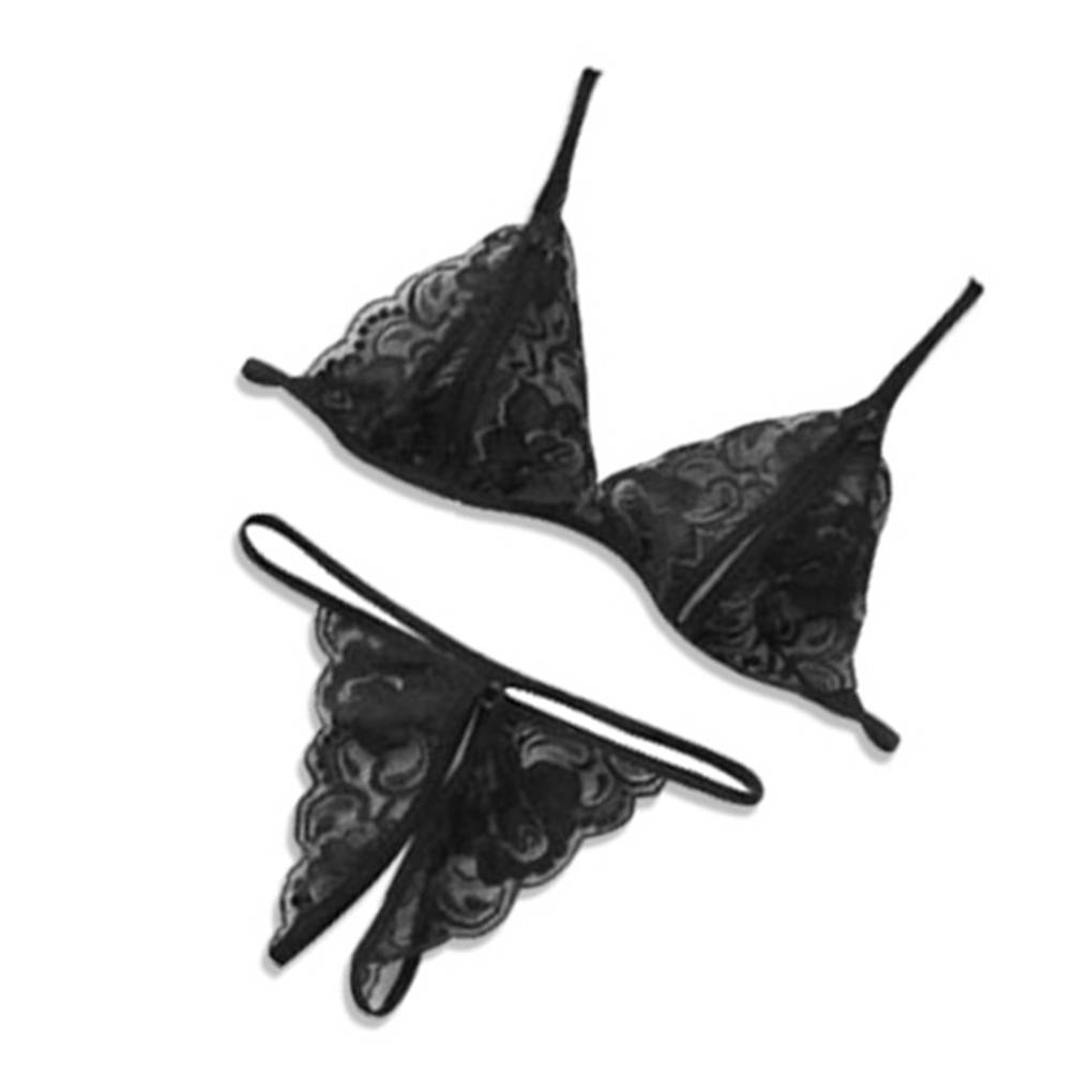Women Lace Lingerie Sleepwear Bodydoll Hollow Out String Pants Briefs Pajamas Open Underwear