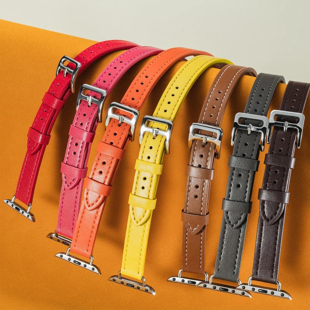 High Quality Leather Loop For Apple Watch Band Women 10/9/8/7/6/5/4/3/2/1 SE 38mm 40mm 41mm 42mm 44mm 45mm 46mm 49mm Strap