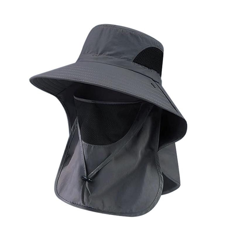 Men's UV Protection Wide Brim Fishing Hat with Face Cover - Summer Outdoor Sun Hat