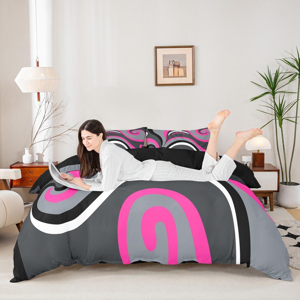 Comforter Homewish Contemporary Geometric Modern Abstract Art Set Aesthetic Swirl Bedding Set