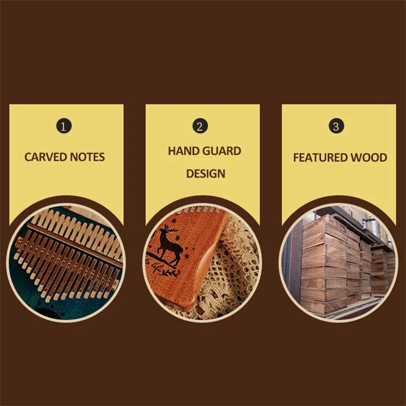 Thumb Piano Finger Perform Style 17 Tone Manual Tune Box-Type Kalimba Birthday Festival Musical Instruments Gift For Kids
