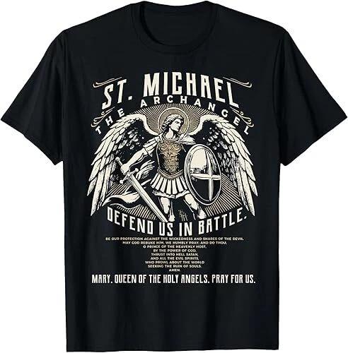 NEW LIMITED Saint Michael the Archangel Prayer Catholic Christian Pastor T-Shirt M