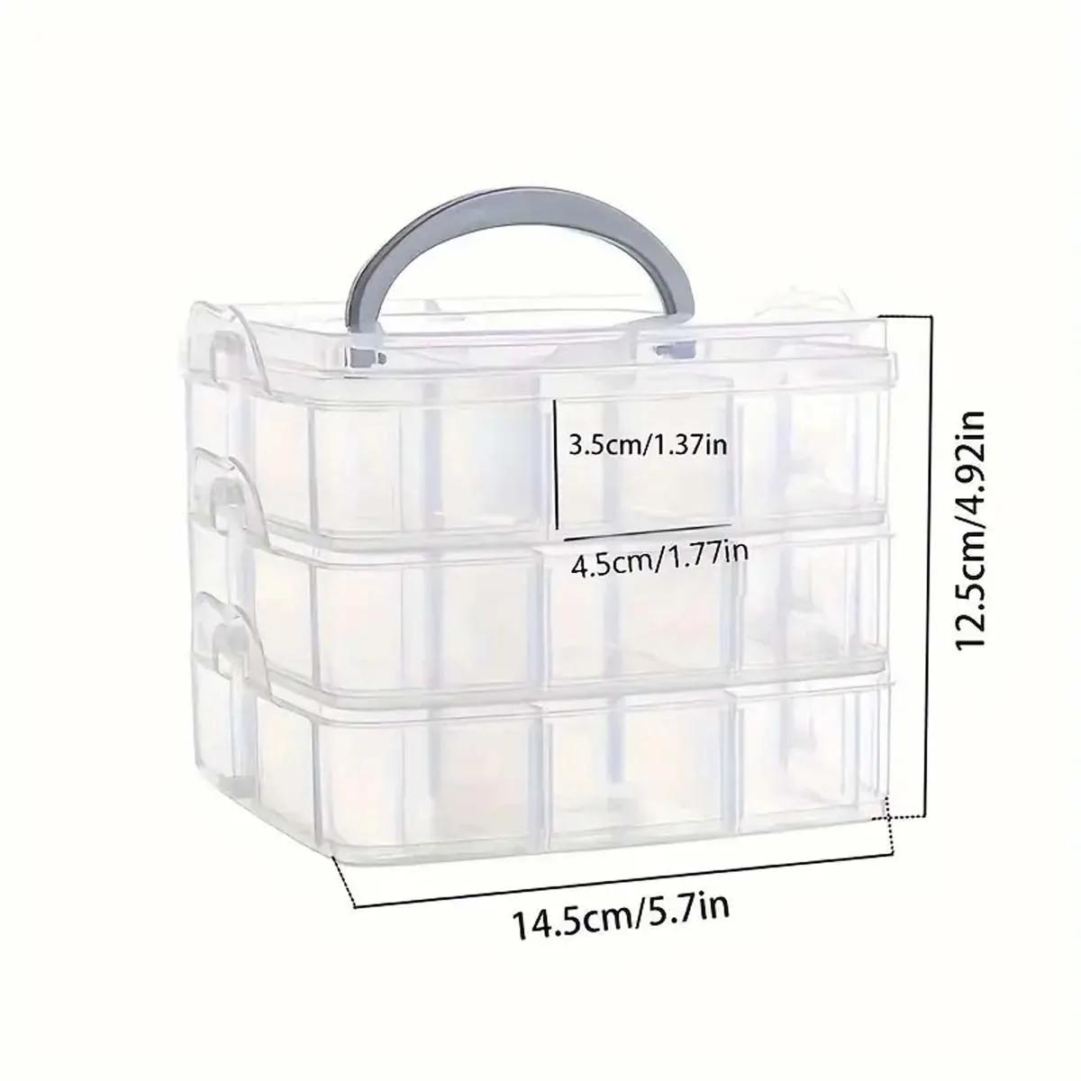 Stackable 3-Tier Plastic Storage Box Adjustable Compartment Toy Container Clear Jewelry Sundries Organizer Home Storage Supplies