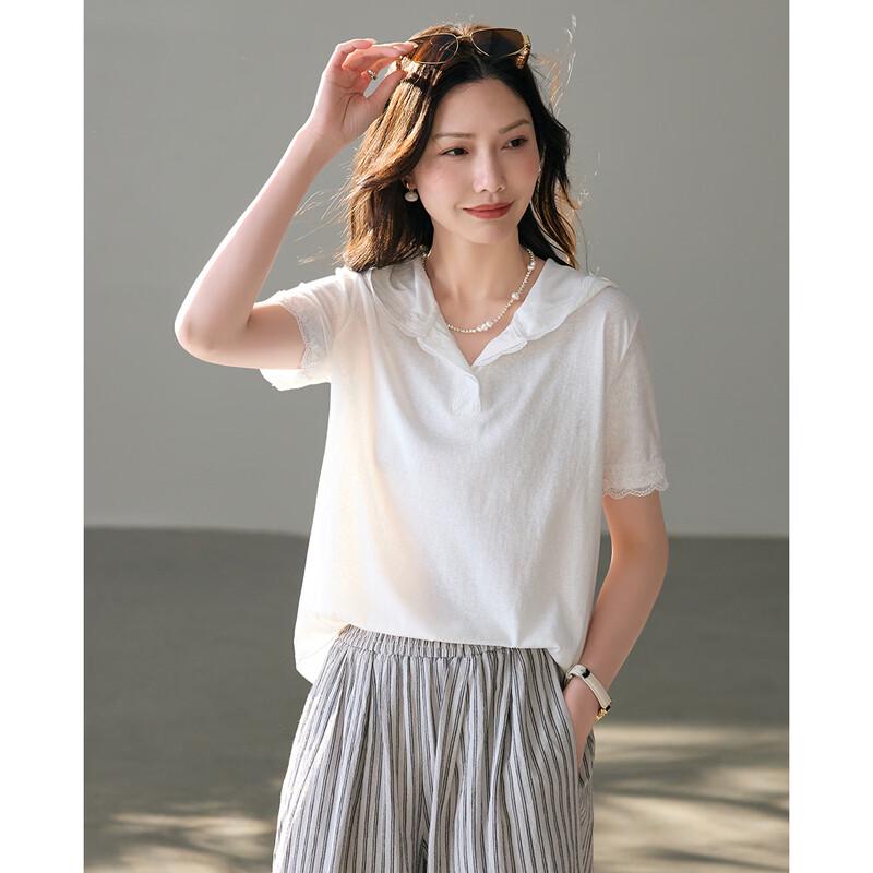 TERRE BLEUE Women s Casual Hooded Short Sleeve T-Shirt L