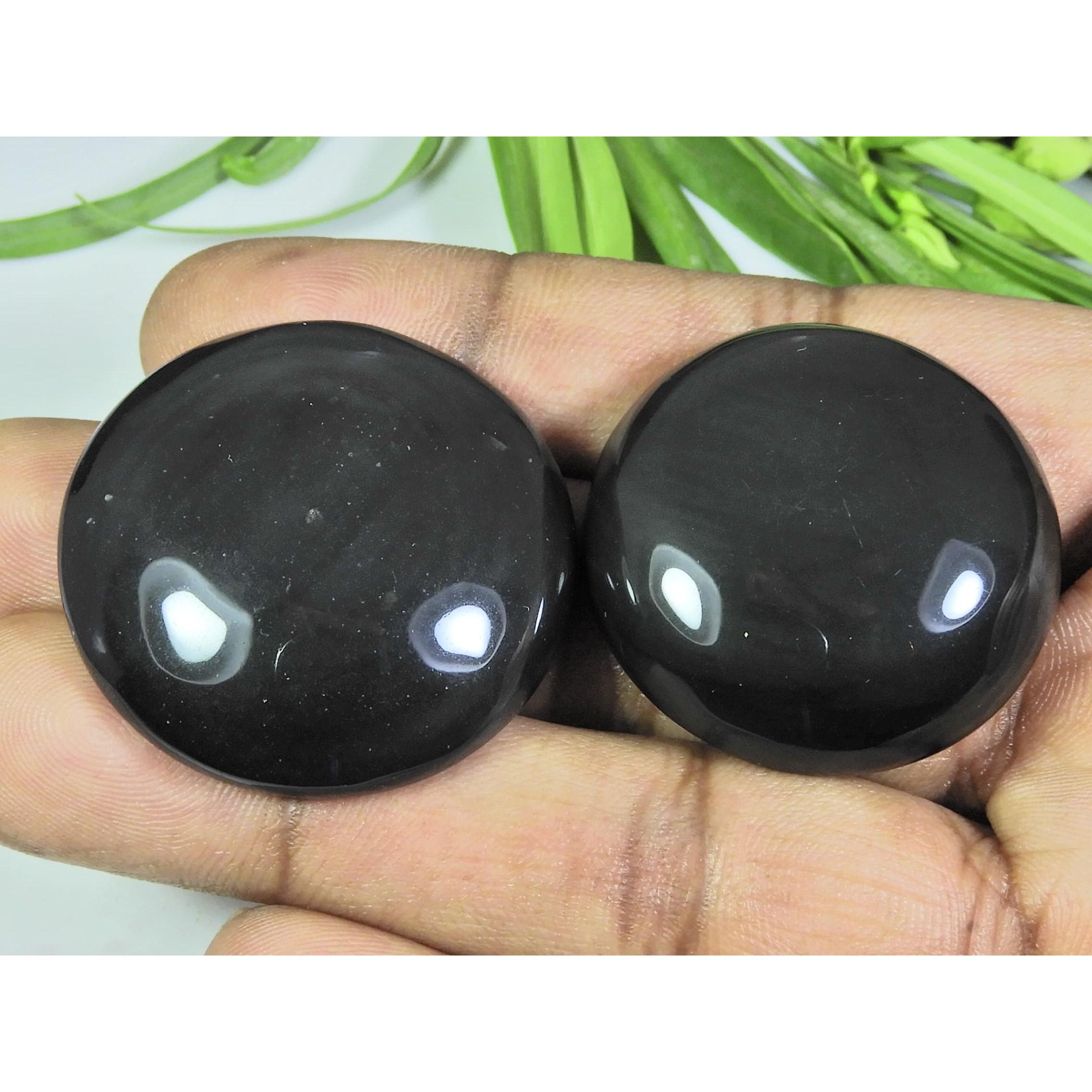 

2Pcs 151Cts. Natural Rainbow Obisidan Round Cabochon Gemstone 33X33-35X35MM A-90