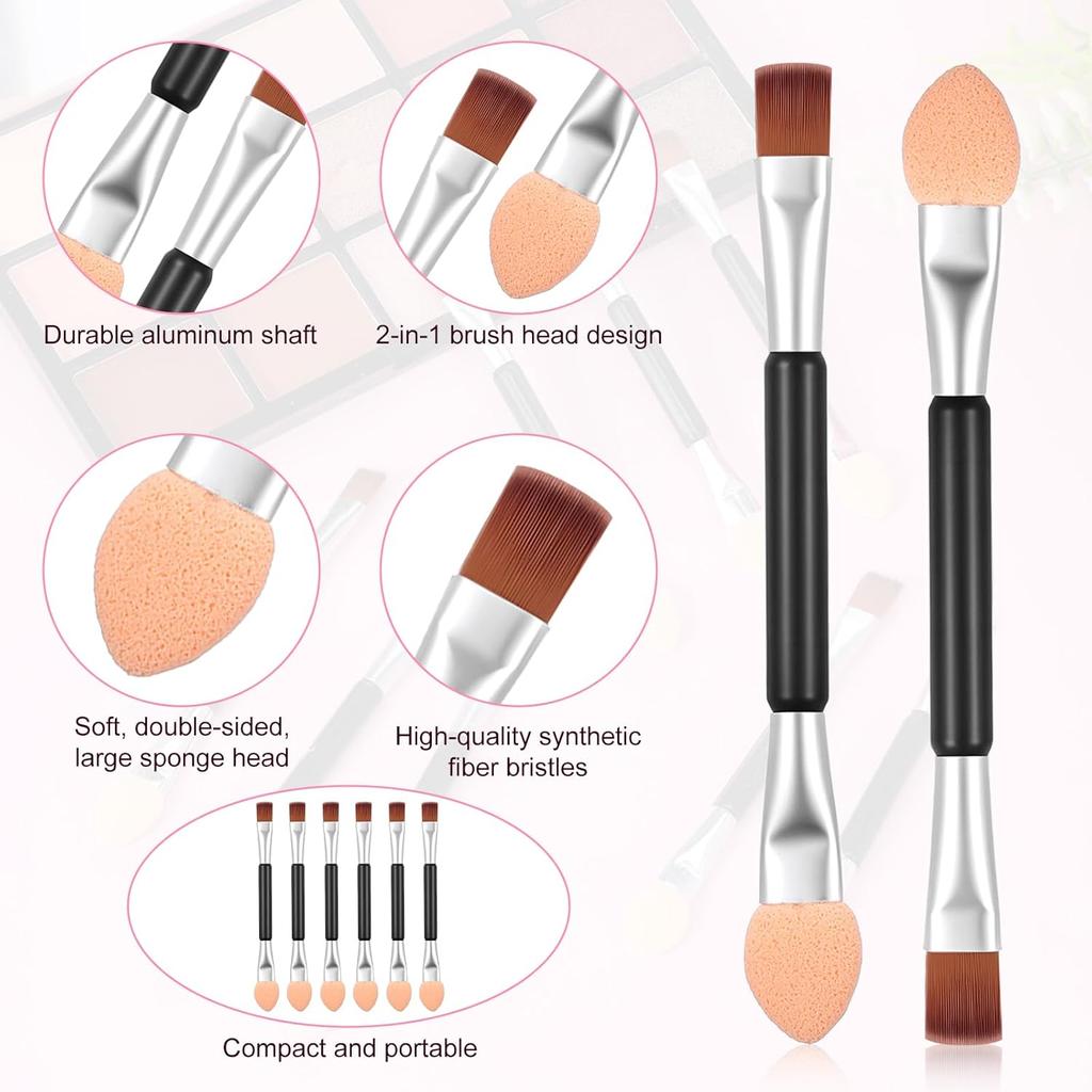 30 Pcs Dual End Eyeshadow Smudge Brush 2 In 1 Eyeshadow Sponge Concealer Brush Double Sided Eye Shadow Applicators Sticks 3 Inch Disposable Eye