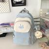 Simple Blocked Color Letter Rabbit Ear Decoration Student Casual Backpack