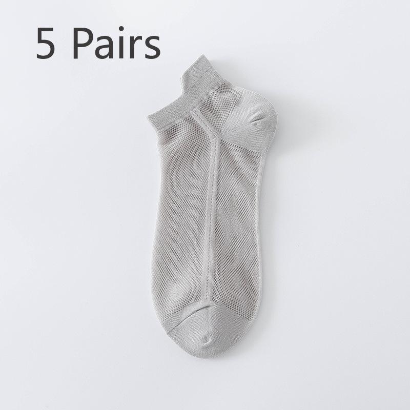 5 Perechi Șosete Bărbați Medii Tub Scurt Vară Plasă Respirabile Călcâi Subțire