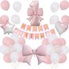Set di Palloncini Foil Rosa Retro con Fiocco e Decorazioni per Feste di Compleanno per Bambini