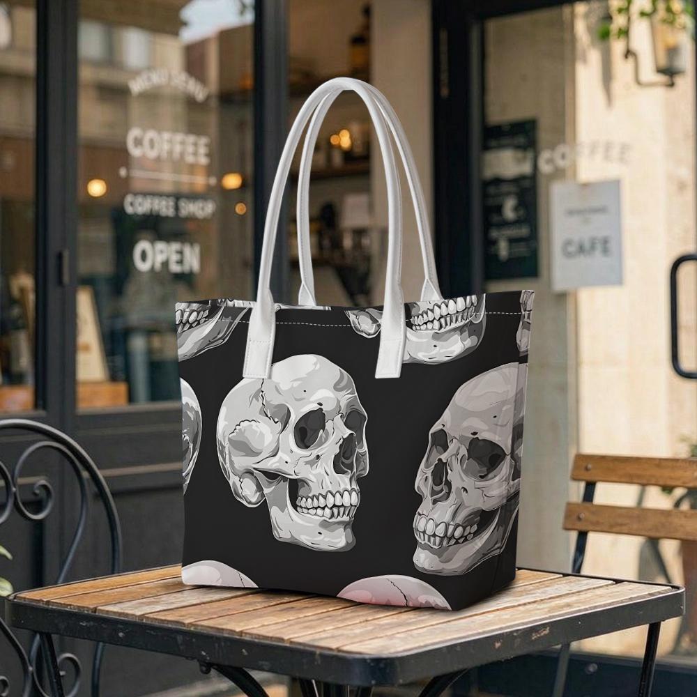 Gothic Skull Pattern Tote Bag Fashion Daily Shoulder Handbag for Casual Use