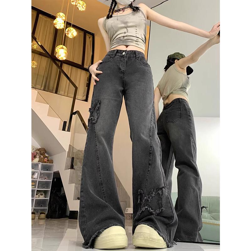 

Женские джинсы клеш зауженного кроя с ретро вышивкой бабочек – Заниженная талия L