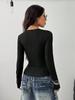 2025 Autumn European & American Style: Spicy Girl Sexy V-Neck Printed Long Sleeve Women's T-shirt