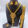 New 24K Gold Plated Fashion Necklace Set Women's Banquet Dress Accessories Necklace Earrings Bracelet Ring Jewelry