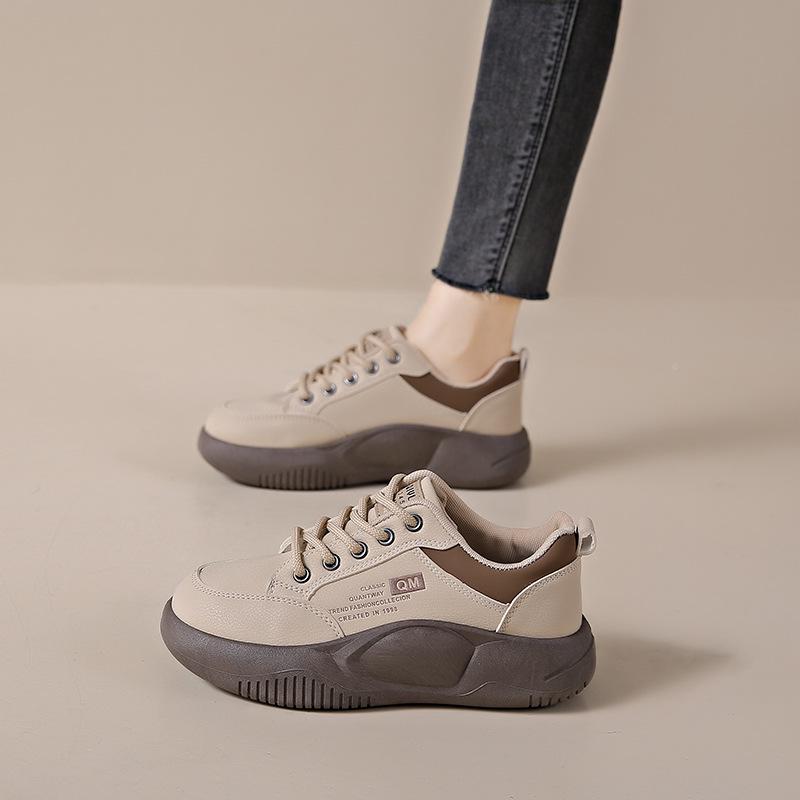 2024 Autumn Women's White Sneakers: Korean Style, Trendy, Versatile Thick Sole Loafers XQ5801
