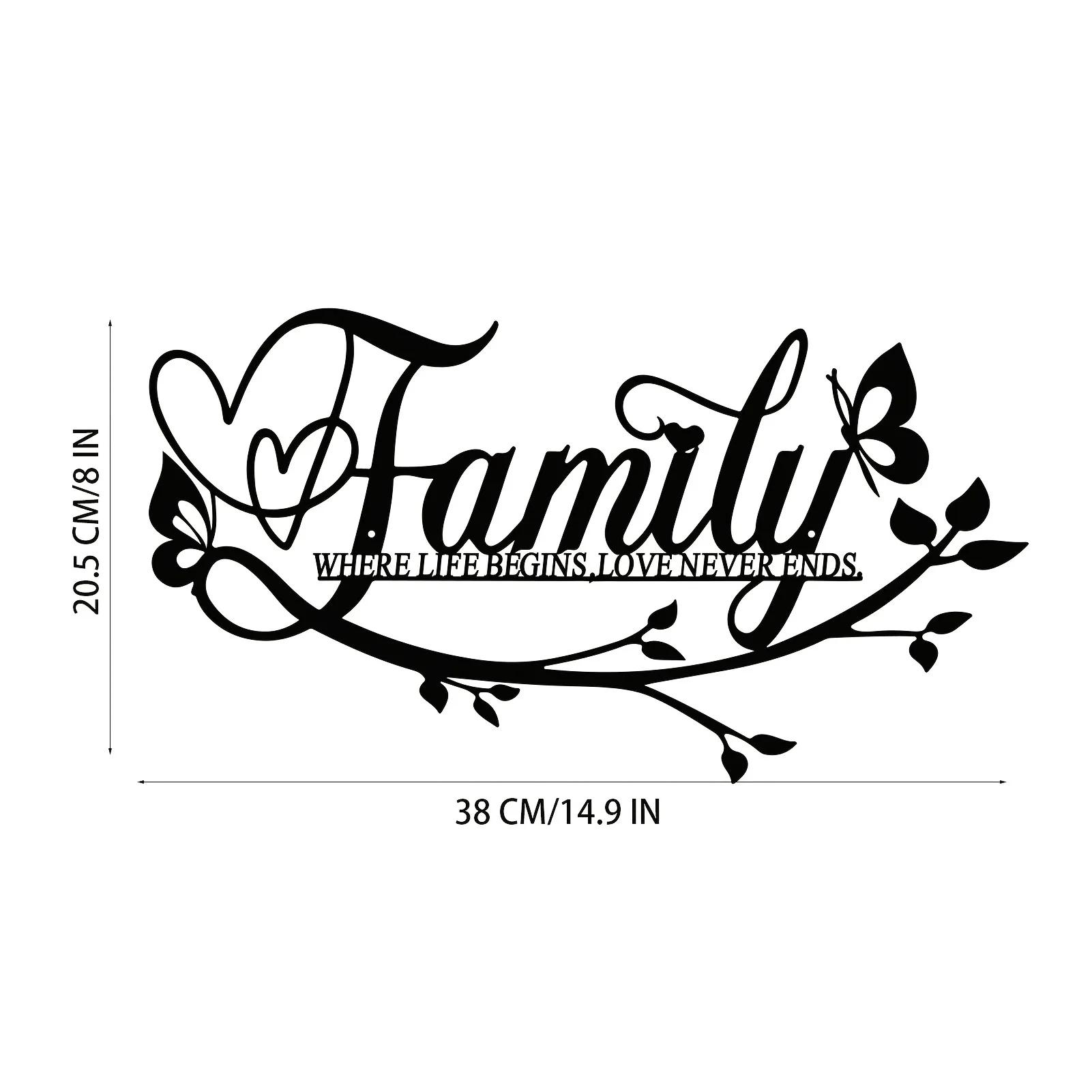 

1 шт. Черный металлический знак для дома - элегантный цветок с буквами настенное искусство | Украшение для счастливого дома для стильного домашнего декора светло-серый