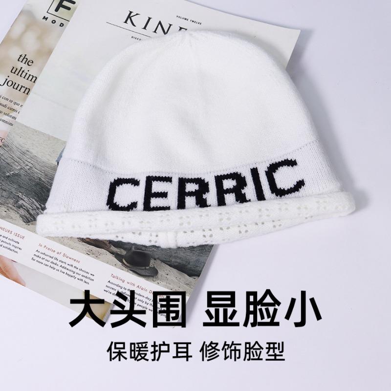 Autumn and Winter Cerric Thin Knitted Alphabet Melon Fur Hat Short Hat Leakage Net Hollow Knitted Men's and Women's Wool Hat