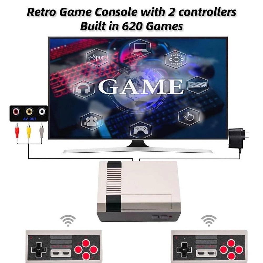 Classic retro controller, built-in 620 retro games, two-player mode, suitable for children and adults, plug and play, AV output TV controller